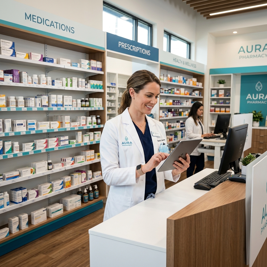 Pharmacist managing workflow
